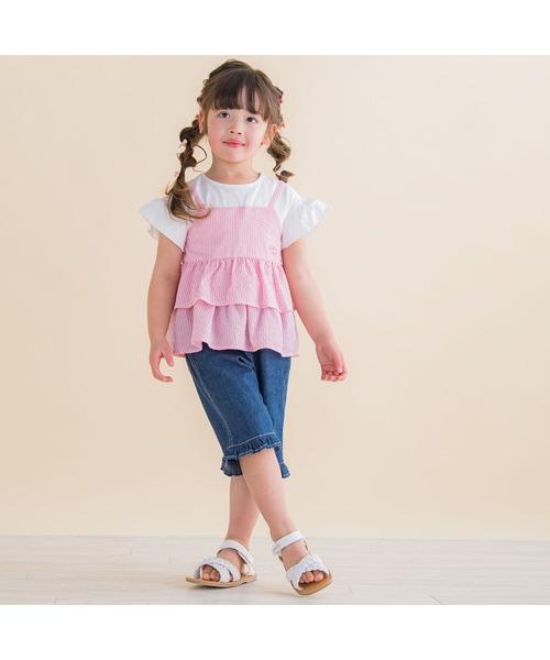 Noeil aime BeBe(ノイユエイムベベ)の「Noeil aime BeBe/ストライプキャミソールドッキングTシャツ (80~130cm)(Tシャツ/カットソー・キッズ・ピンク系その他/ブルー系その他・90/120/100/110/130/80)」の16枚目の写真