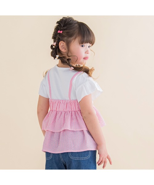 Noeil aime BeBe(ノイユエイムベベ)の「Noeil aime BeBe/ストライプキャミソールドッキングTシャツ (80~130cm)(Tシャツ/カットソー・キッズ・ピンク系その他/ブルー系その他・90/120/100/110/130/80)」の6枚目の写真