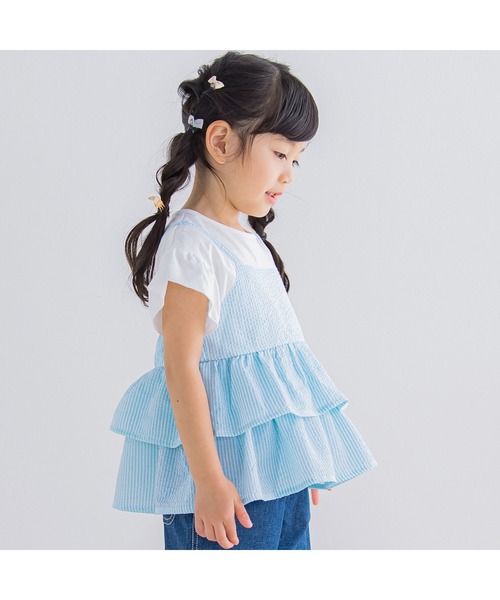 Noeil aime BeBe(ノイユエイムベベ)の「Noeil aime BeBe/ストライプキャミソールドッキングTシャツ (80~130cm)(Tシャツ/カットソー・キッズ・ピンク系その他/ブルー系その他・90/120/100/110/130/80)」の9枚目の写真