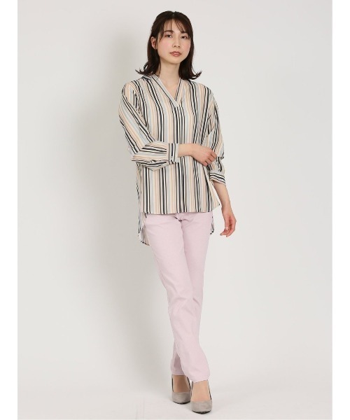 m.f.editorial（エムエフエディトリアル）の「m.f.エディトリアル レディース ストレッチ スキニーパンツ（チノパンツ・レディース・グリーン×ピンク/パープル/ベージュ/ネイビー/ブラック/スカイブルー・S/MEDIUM/LARGE）」の4枚目の写真