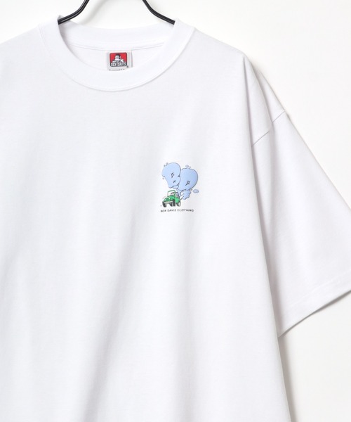 BEN DAVIS(ベンデイビス)の「BEN DAVIS/ベンデイビス SMOKING JEEP TEE/オーバーサイズ ゴリラ ワンポイント ロゴ バックプリント 半袖Tシャツ(Tシャツ/カットソー・メンズ・スモークピンク/セージグリーン/チャコール/ホワイト・M/L/XL)」の5枚目の写真