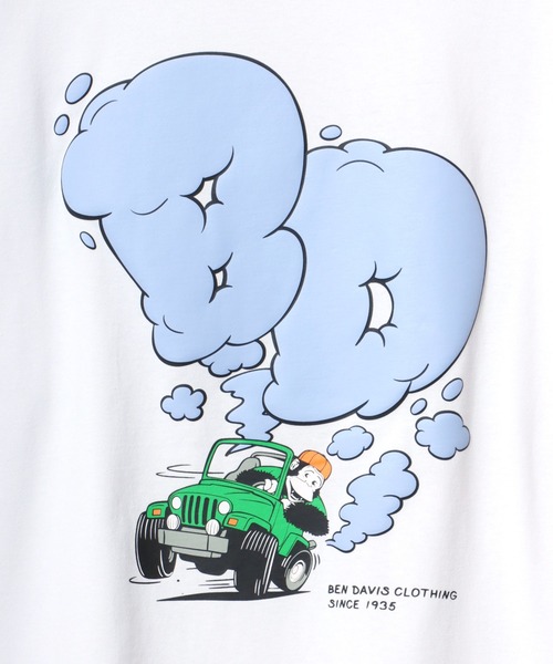 BEN DAVIS(ベンデイビス)の「BEN DAVIS/ベンデイビス SMOKING JEEP TEE/オーバーサイズ ゴリラ ワンポイント ロゴ バックプリント 半袖Tシャツ(Tシャツ/カットソー・メンズ・スモークピンク/セージグリーン/チャコール/ホワイト・M/L/XL)」の8枚目の写真