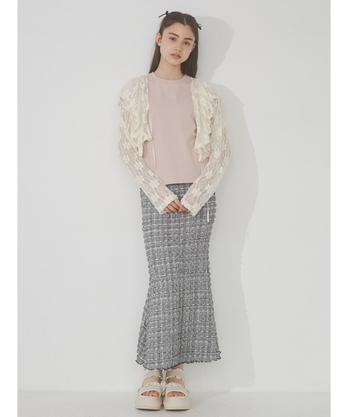 merry jenny(メリージェニー)の「ruffle checkロングスカート(スカート・レディース・ベージュ/ネイビー/レッド・FREE)」の5枚目の写真