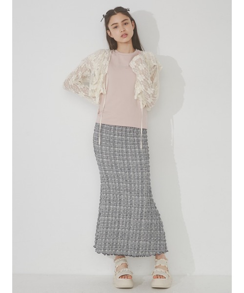 merry jenny(メリージェニー)の「ruffle checkロングスカート(スカート・レディース・ベージュ/ネイビー/レッド・FREE)」の6枚目の写真