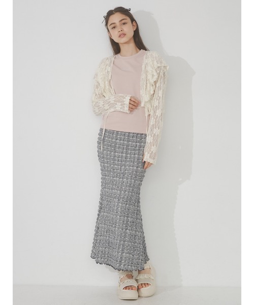 merry jenny(メリージェニー)の「ruffle checkロングスカート(スカート・レディース・ベージュ/ネイビー/レッド・FREE)」の7枚目の写真