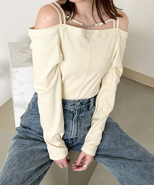Heather（ヘザー）の「フロントチェーンオフショルT　195524（Tシャツ/カットソー・レディース・ブラック/グレー/アイボリー・FREE）」の7枚目の写真