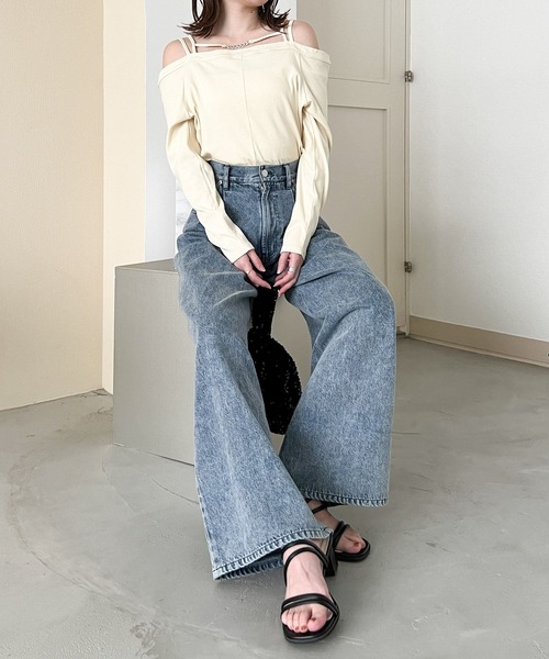 Heather（ヘザー）の「フロントチェーンオフショルT　195524（Tシャツ/カットソー・レディース・ブラック/グレー/アイボリー・FREE）」の18枚目の写真