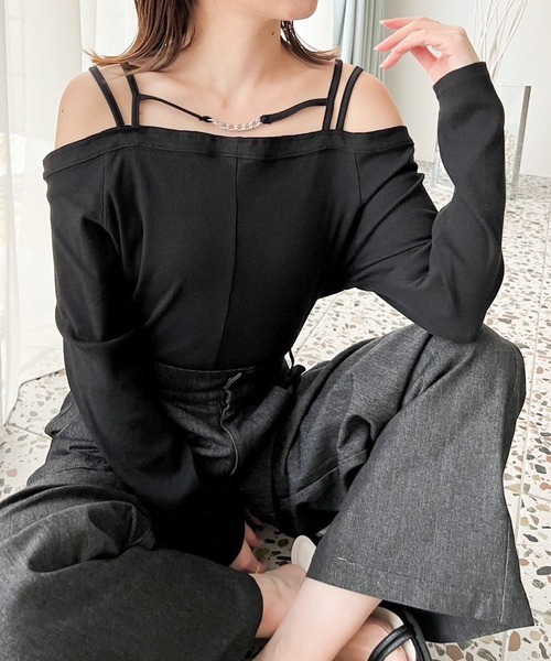 Heather（ヘザー）の「フロントチェーンオフショルT　195524（Tシャツ/カットソー・レディース・ブラック/グレー/アイボリー・FREE）」の15枚目の写真