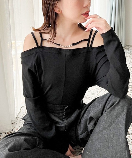 Heather（ヘザー）の「フロントチェーンオフショルT　195524（Tシャツ/カットソー・レディース・ブラック/グレー/アイボリー・FREE）」の8枚目の写真