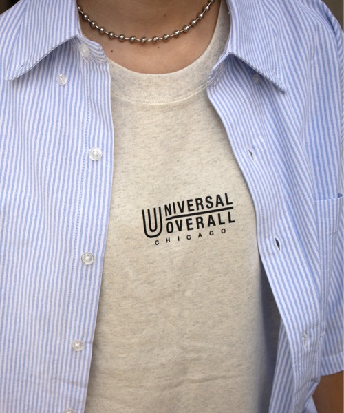 UNIVERSAL OVERALL（ユニバーサルオーバーオール）の「ユニバーサルオーバーオール ロゴTシャツ / プリントTシャツ / CENTER LOGO TEE（Tシャツ/カットソー・メンズ・オートミール/ライトグリーン/ブラック/ホワイト/ミント・XL/L/M/S）」の3枚目の写真