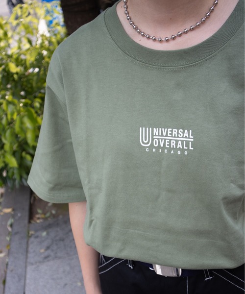 UNIVERSAL OVERALL（ユニバーサルオーバーオール）の「ユニバーサルオーバーオール ロゴTシャツ / プリントTシャツ / CENTER LOGO TEE（Tシャツ/カットソー・メンズ・オートミール/ライトグリーン/ブラック/ホワイト/ミント・XL/L/M/S）」の4枚目の写真