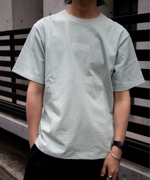 UNIVERSAL OVERALL（ユニバーサルオーバーオール）の「ユニバーサルオーバーオール ロゴTシャツ / プリントTシャツ / CENTER LOGO TEE（Tシャツ/カットソー・メンズ・オートミール/ライトグリーン/ブラック/ホワイト/ミント・XL/L/M/S）」の5枚目の写真