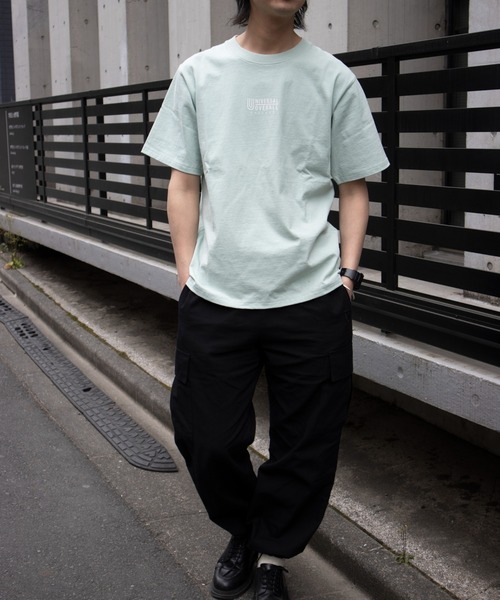 UNIVERSAL OVERALL（ユニバーサルオーバーオール）の「ユニバーサルオーバーオール ロゴTシャツ / プリントTシャツ / CENTER LOGO TEE（Tシャツ/カットソー・メンズ・オートミール/ライトグリーン/ブラック/ホワイト/ミント・XL/L/M/S）」の18枚目の写真