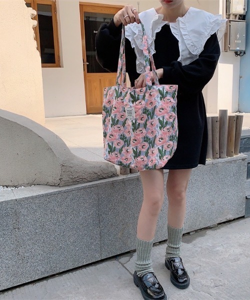 花柄トートバッグ ピンク ブーケ花柄トートバッグ 全2種 – karendo online shop