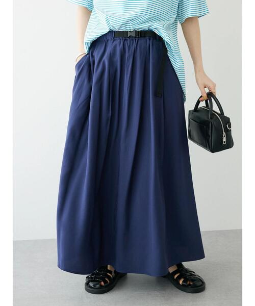 CRAFT STANDARD BOUTIQUE（クラフトスタンダードブティック）の「アジャストベルトスカート（スカート・レディース・ネイビー/オレンジ/グリーン/グレイッシュベージュ・FREE）」の6枚目の写真