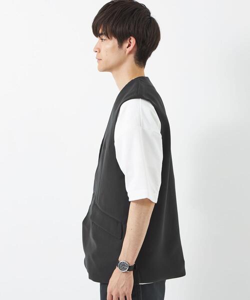 green label relaxing（グリーンレーベルリラクシング）の「Morley ドレーピー ジレ（ベスト・メンズ・モカ/ダークグレー・M/L/S）」の4枚目の写真