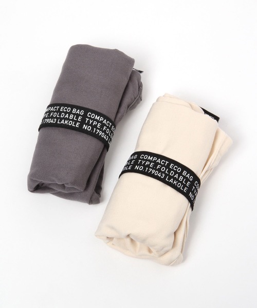LAKOLE（ラコレ）の「コットンエコバッグ(S) / 907845（トートバッグ・レディース・アイボリー/チャコール・FREE）」の4枚目の写真