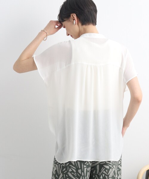 Cutie Blonde(キューティーブロンド)の「◆【ヘルシーなシアー感】前開きバンドカラーシャツ(シャツ/ブラウス・レディース・ホワイト系/ブラック/黄緑系・01/02/03)」の9枚目の写真