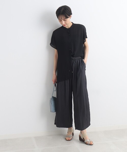 Cutie Blonde(キューティーブロンド)の「◆【ヘルシーなシアー感】前開きバンドカラーシャツ(シャツ/ブラウス・レディース・ホワイト系/ブラック/黄緑系・01/02/03)」の10枚目の写真