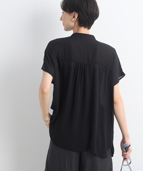 Cutie Blonde(キューティーブロンド)の「◆【ヘルシーなシアー感】前開きバンドカラーシャツ(シャツ/ブラウス・レディース・ホワイト系/ブラック/黄緑系・01/02/03)」の15枚目の写真