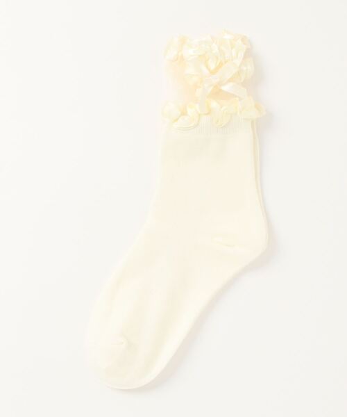 Fun & Daily(ファンアンドデイリー)の「F&D : リボン&フリルソックス(ソックス/靴下・レディース・ブラック/ホワイト・FREE)」の4枚目の写真