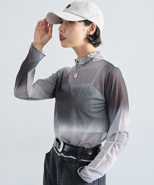 PAGEBOY（ページボーイ）の「アソートシアーハイネック（Tシャツ/カットソー・レディース・ブラック/オフホワイト/ボルドー/ピンク系その他/ブラック系その他・FREE）」の3枚目の写真