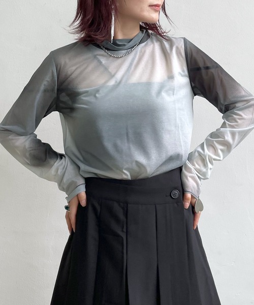 PAGEBOY（ページボーイ）の「アソートシアーハイネック（Tシャツ/カットソー・レディース・ブラック/オフホワイト/ボルドー/ピンク系その他/ブラック系その他・FREE）」の9枚目の写真