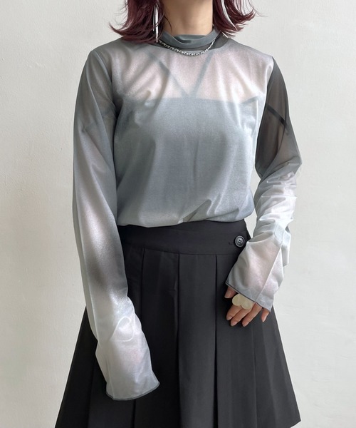 PAGEBOY（ページボーイ）の「アソートシアーハイネック（Tシャツ/カットソー・レディース・ブラック/オフホワイト/ボルドー/ピンク系その他/ブラック系その他・FREE）」の12枚目の写真