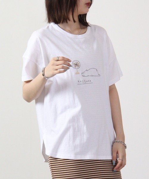 Emago(イマゴ)の「EMAGO 夏休みのカバドルマンT 半袖(Tシャツ/カットソー・レディース・ブラック/ホワイト/イエロー・FREE)」の8枚目の写真