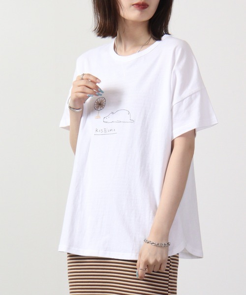 Emago(イマゴ)の「EMAGO 夏休みのカバドルマンT 半袖(Tシャツ/カットソー・レディース・ブラック/ホワイト/イエロー・FREE)」の7枚目の写真