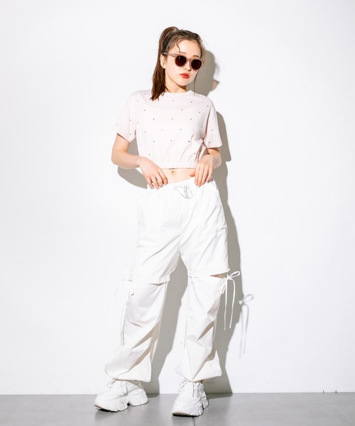 OLIVE des OLIVE（オリーブデオリーブ）の「サイドオープンカーゴパンツ　1032020010（カーゴパンツ・レディース・ブラック/ピンク/オフホワイト/ラベンダー・FREE）」の7枚目の写真