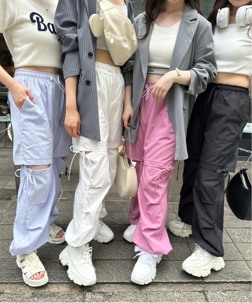 OLIVE des OLIVE（オリーブデオリーブ）の「サイドオープンカーゴパンツ　1032020010（カーゴパンツ・レディース・ブラック/ピンク/オフホワイト/ラベンダー・FREE）」の6枚目の写真