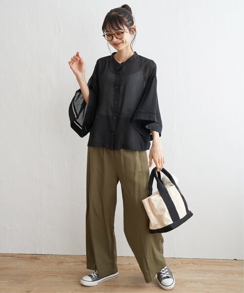 LBC（エルビーシー）の「シアーハシゴレーススリーブシャツ（シャツ/ブラウス・レディース・ブラック/オフホワイト・L/M）」の5枚目の写真