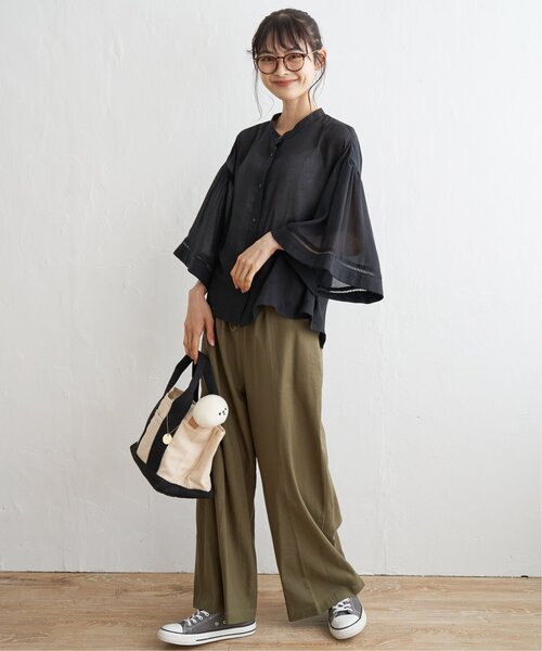 LBC（エルビーシー）の「シアーハシゴレーススリーブシャツ（シャツ/ブラウス・レディース・ブラック/オフホワイト・L/M）」の6枚目の写真