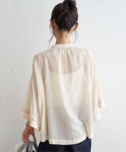 LBC（エルビーシー）の「シアーハシゴレーススリーブシャツ（シャツ/ブラウス・レディース・ブラック/オフホワイト・L/M）」の8枚目の写真