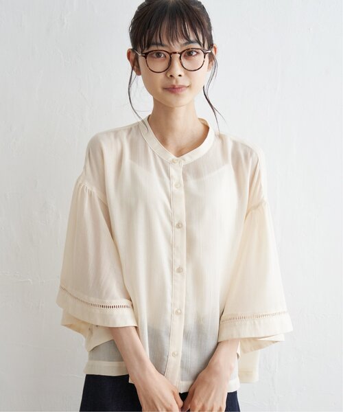 LBC（エルビーシー）の「シアーハシゴレーススリーブシャツ（シャツ/ブラウス・レディース・ブラック/オフホワイト・L/M）」の9枚目の写真