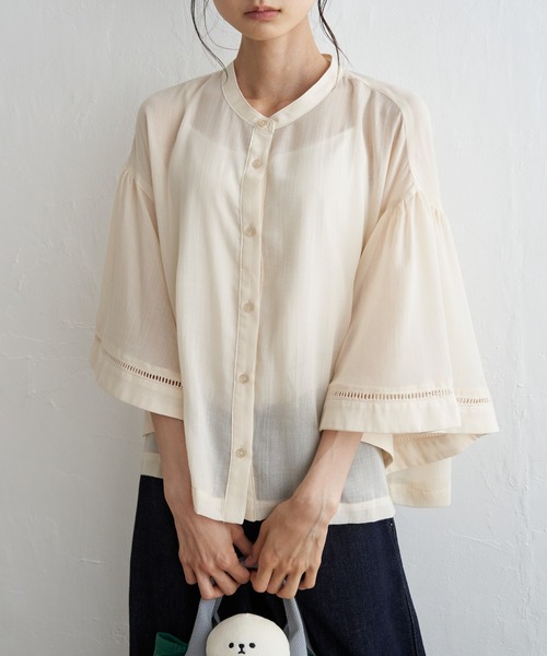 LBC（エルビーシー）の「シアーハシゴレーススリーブシャツ（シャツ/ブラウス・レディース・ブラック/オフホワイト・L/M）」の14枚目の写真