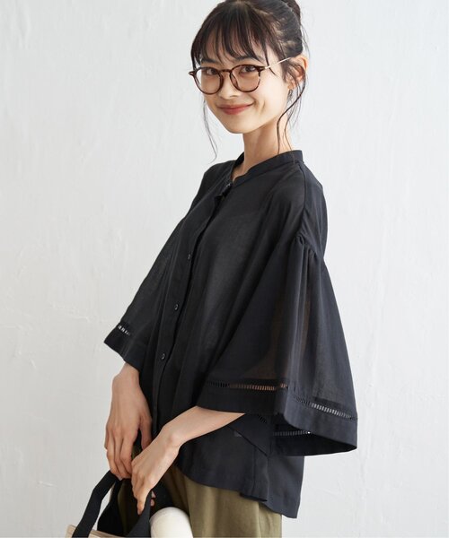 LBC（エルビーシー）の「シアーハシゴレーススリーブシャツ（シャツ/ブラウス・レディース・ブラック/オフホワイト・L/M）」の13枚目の写真