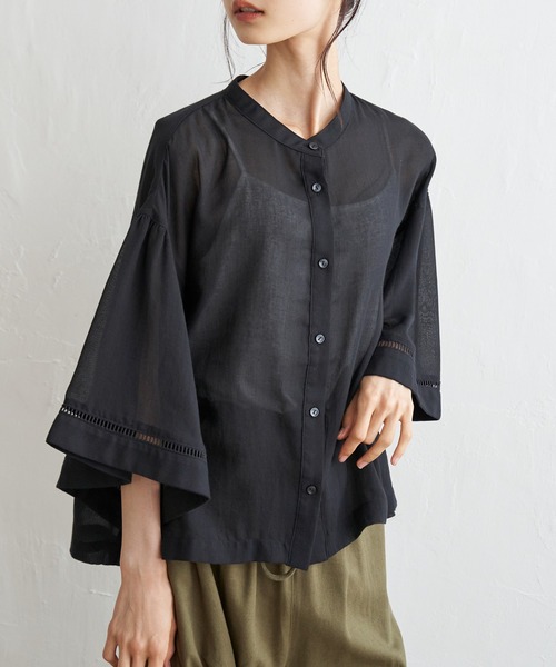 LBC（エルビーシー）の「シアーハシゴレーススリーブシャツ（シャツ/ブラウス・レディース・ブラック/オフホワイト・L/M）」の16枚目の写真