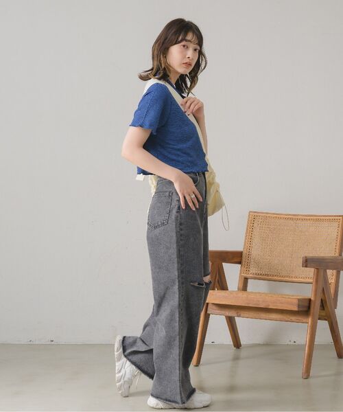 RETRO GIRL（レトロガール）の「スリットデニムPT（デニムパンツ・レディース・ライトブルー/ブラック/ブルー系その他5・MEDIUM/LARGE）」の6枚目の写真