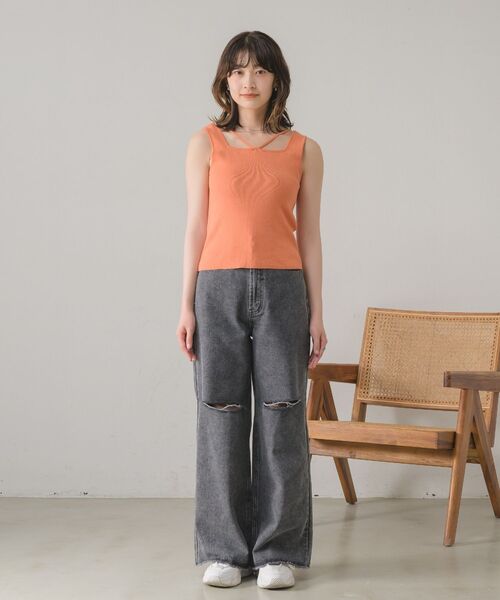 RETRO GIRL（レトロガール）の「スリットデニムPT（デニムパンツ・レディース・ライトブルー/ブラック/ブルー系その他5・MEDIUM/LARGE）」の8枚目の写真