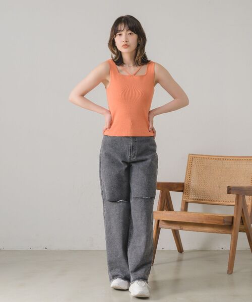 RETRO GIRL（レトロガール）の「スリットデニムPT（デニムパンツ・レディース・ライトブルー/ブラック/ブルー系その他5・MEDIUM/LARGE）」の9枚目の写真