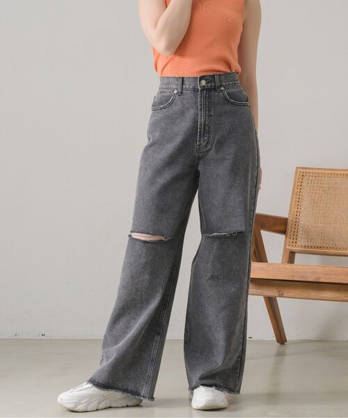 RETRO GIRL（レトロガール）の「スリットデニムPT（デニムパンツ・レディース・ライトブルー/ブラック/ブルー系その他5・MEDIUM/LARGE）」の10枚目の写真