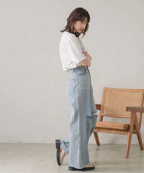 RETRO GIRL（レトロガール）の「スリットデニムPT（デニムパンツ・レディース・ライトブルー/ブラック/ブルー系その他5・MEDIUM/LARGE）」の14枚目の写真