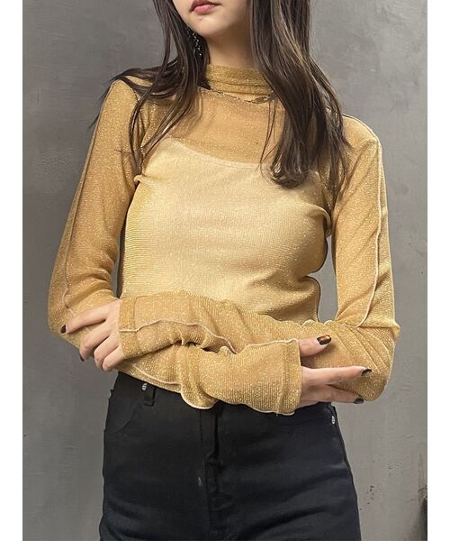 MURUA（ムルーア）の「ラメシアートップス【WEB限定カットソー】（Tシャツ/カットソー・レディース・ブラック/ブルー/イエロー/シルバー・FREE）」の3枚目の写真