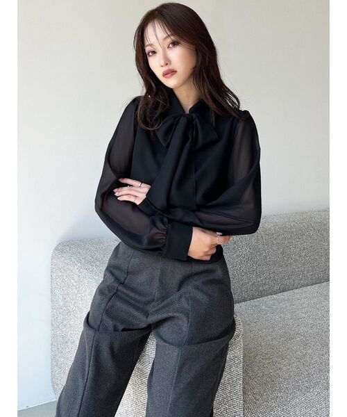 RESEXXY（リゼクシー）の「シアースリーブボウタイブラウス（シャツ/ブラウス・レディース・その他1/アイボリー/ブラック/その他・FREE）」の6枚目の写真