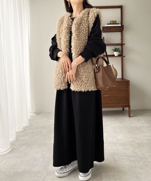 GeeRA（ジーラ）の「ゆるシルエットニットマキシワンピース（ワンピース・レディース・ブラック/ベージュ/杢グレー・LARGE/MEDIUM）」の6枚目の写真