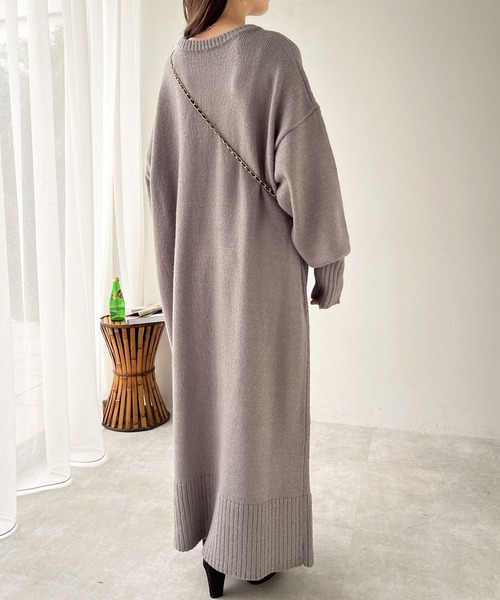 GeeRA（ジーラ）の「ゆるシルエットニットマキシワンピース（ワンピース・レディース・ブラック/ベージュ/杢グレー・LARGE/MEDIUM）」の9枚目の写真