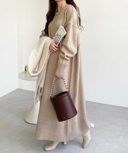 GeeRA（ジーラ）の「ゆるシルエットニットマキシワンピース（ワンピース・レディース・ブラック/ベージュ/杢グレー・LARGE/MEDIUM）」の18枚目の写真