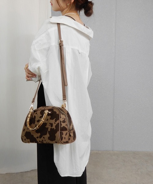 minia(ミニア)の「バンブーハンドルボストンバッグ(ハンドバッグ・レディース・アイボリー/マスタード/ブラウン/ホワイト/ブラウン系1/アイボリー系1・FREE)」の11枚目の写真